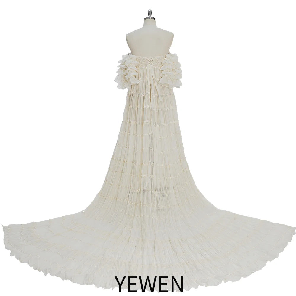 Vestido de gasa con corsé para sesión de fotos, estilo bohemio, para embarazadas, ocasiones especiales, Sunnderly SY231033 