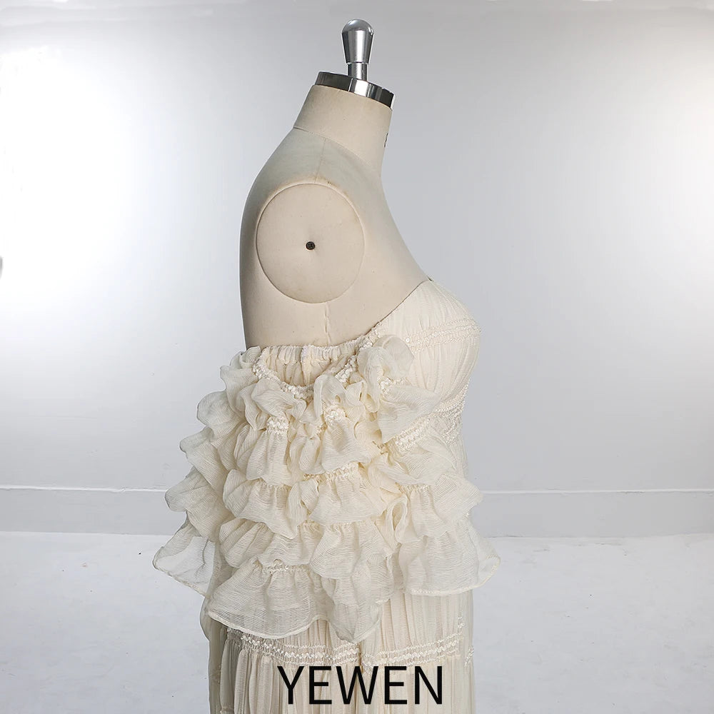 Vestido de gasa con corsé para sesión de fotos, estilo bohemio, para embarazadas, ocasiones especiales, Sunnderly SY231033 