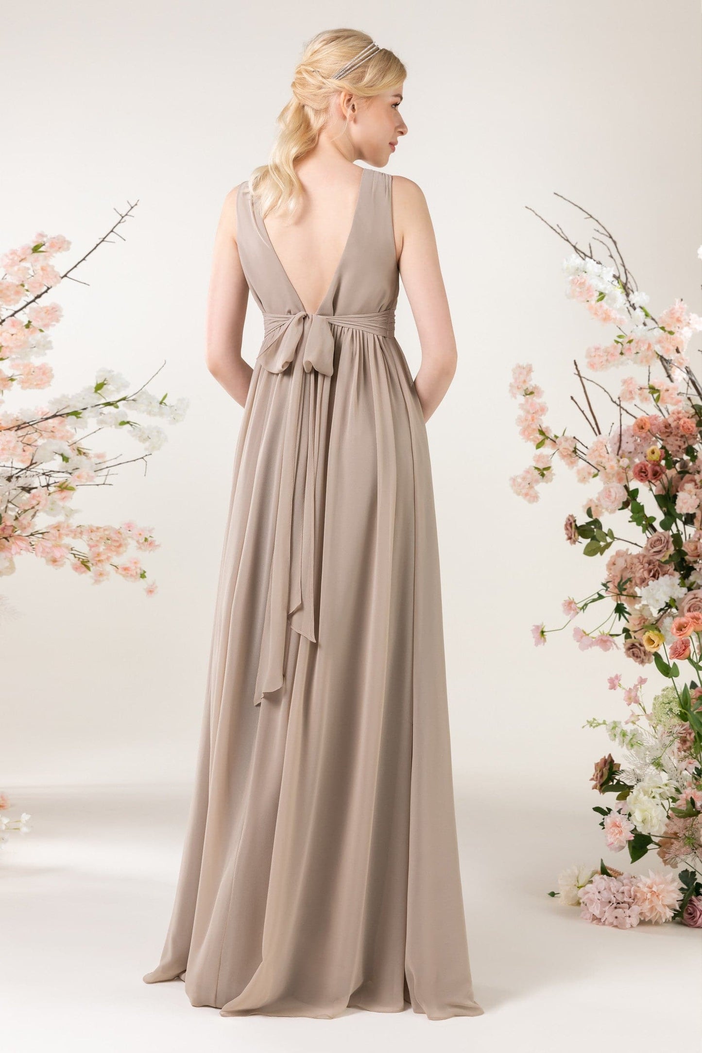 Chiffon Bridesmaid Dress Sweep Brush Train SCB3