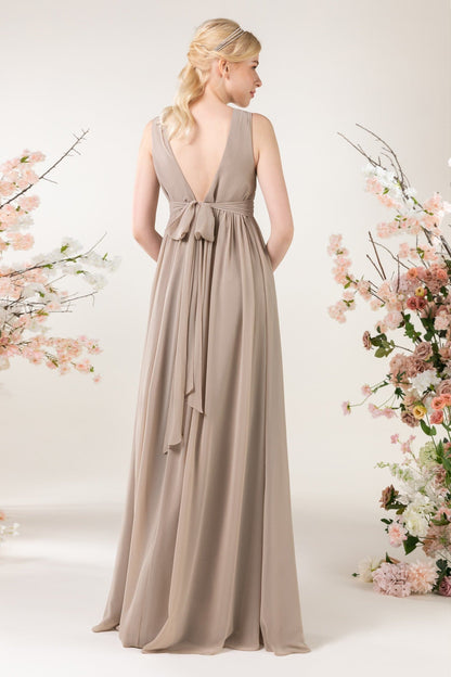 Chiffon Bridesmaid Dress Sweep Brush Train SCB3