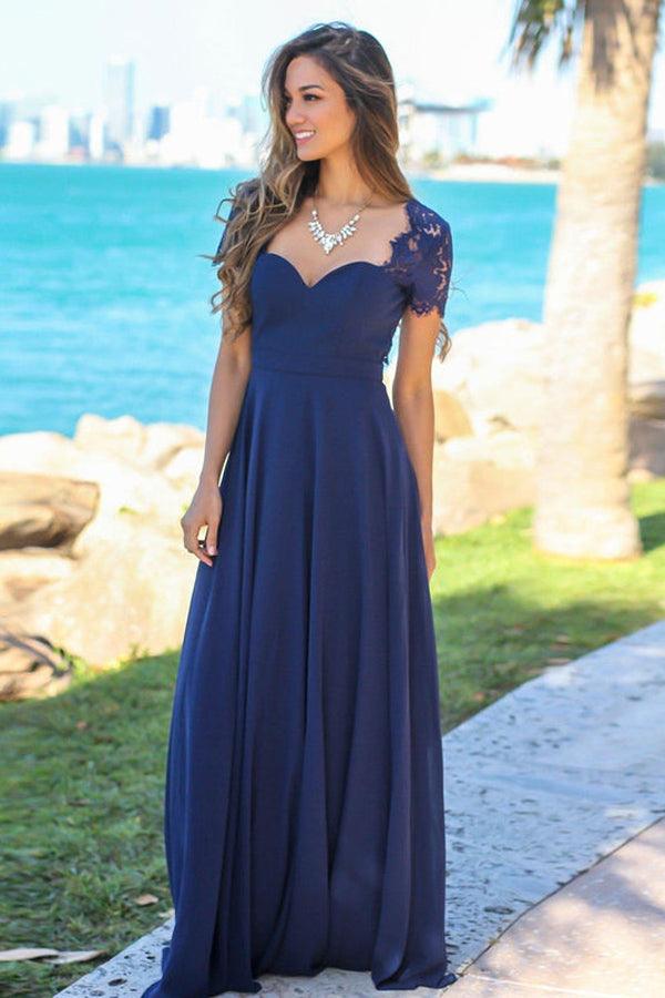 Vestidos de dama de honor de gasa con escote corazón y apliques BD099