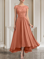 Vestido de gasa con encaje y lentejuelas para madre de la novia, corte A, largo hasta el suelo