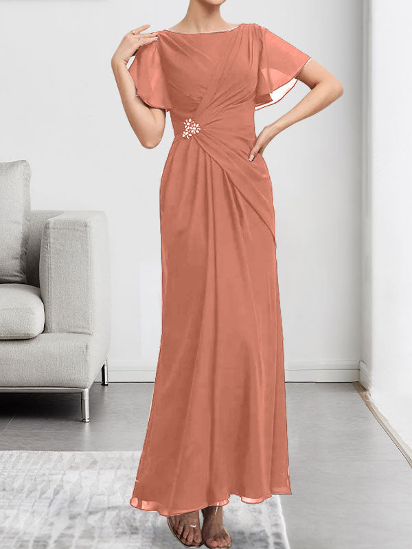 Vestido de gasa con encaje, corte A, ilusión, largo hasta la rodilla, para madre de la novia, con lentejuelas y abalorios