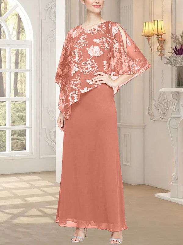 Vestido largo de malla brillante con corpiño asimétrico superpuesto novedoso