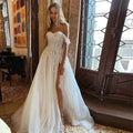 Classic Applique Wedding Dresses Sleeveless Sexy Side Slit Sweetheart Ball Gowns Fluffy Tulle Floor Length Formal Beach Party-payinti