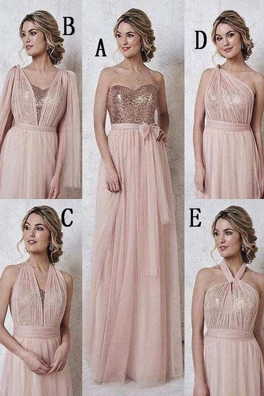 Rose Gold Bridesmaid Dress with Sequins SCB57