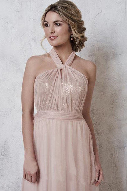 Rose Gold Bridesmaid Dress with Sequins SCB57