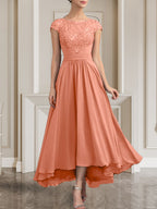 Vestido de gasa con encaje y lentejuelas para madre de la novia, corte A, largo hasta el suelo