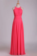 Vestido de dama de honor de gasa con cuello redondo SCB45