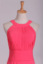 Vestido de dama de honor de gasa con cuello redondo SCB45