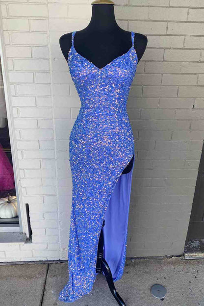 Immergrünes Ballkleid mit hohem Schlitz SYP113