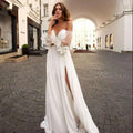 Custom Made Boho Wedding Dress Chiffon Lace Vintaging Gowns Split Side Sexy Beach Bridal Dressee Wedds Cheap Mariage-payinti