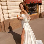 Custom Made Boho Wedding Dress Chiffon Lace Vintaging Gowns Split Side Sexy Beach Bridal Dressee Wedds Cheap Mariage-payinti