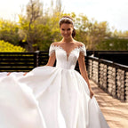 Custom Made Princess Wedding Dress A Line Beaded Lace Appliques Bride Dresses Illusion Back Party Dress Long Train Wedding Gowns-payinti