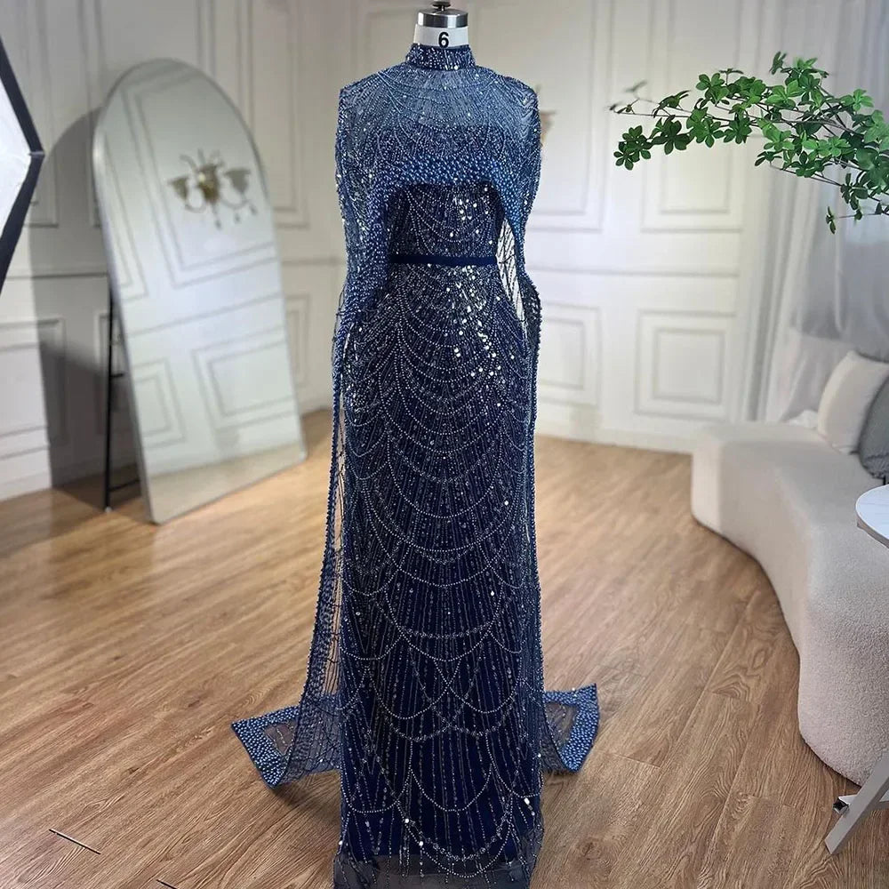 Arabia Nude Mermaid Long Cape Luxus Abendkleider Kleider 2025 Für formelle Anlässe LA72032 