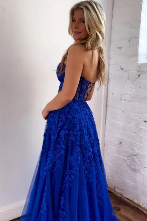 Robe de soirée en tulle à col en cœur et ligne A mignonne, robe de soirée PSK532