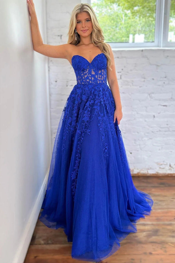 Robe de soirée en tulle à col en cœur et ligne A mignonne, robe de soirée PSK532