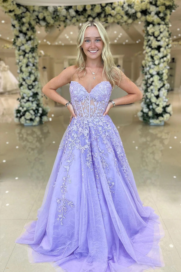 Robe de soirée en tulle à col en cœur et ligne A mignonne, robe de soirée PSK532