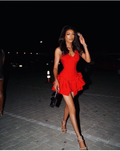 Rotes charmantes V-Ausschnitt Homecoming-Kleid Geburtstags-Cocktailkleid Y7852