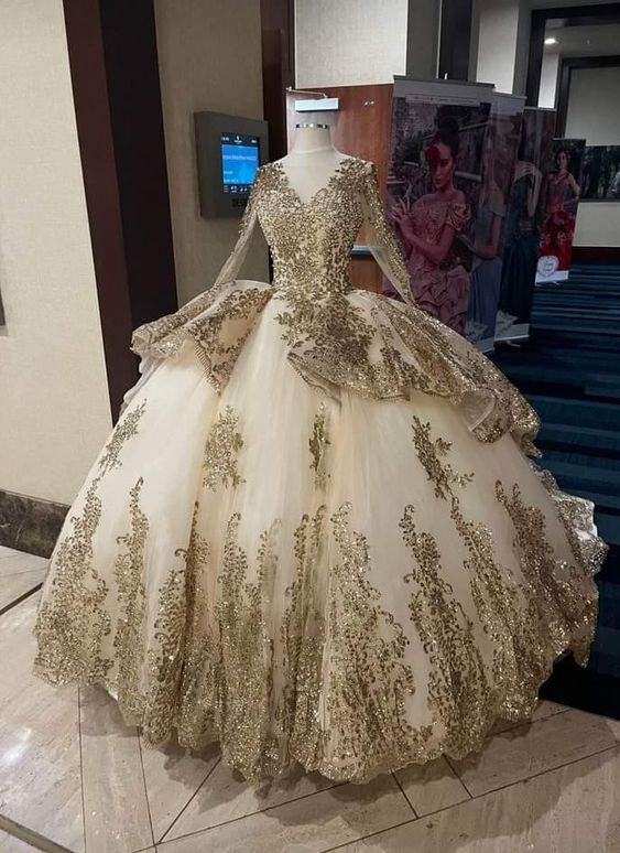Vestidos de lujo con mangas largas y purpurina, románticos vestidos de baile de tul con apliques Y443