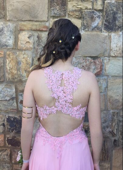 V-Ausschnitt Charmante Applikationen A-Linie Ballkleid Langes Abendkleid Y6447