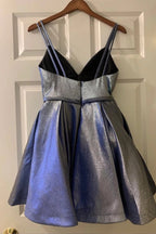 Vestidos de fiesta cortos elegantes con tirantes finos y corte A