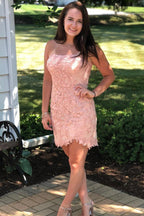 Sexy Tight Sleeveless Lace Short Prom Dresses, Homecoming Dresses