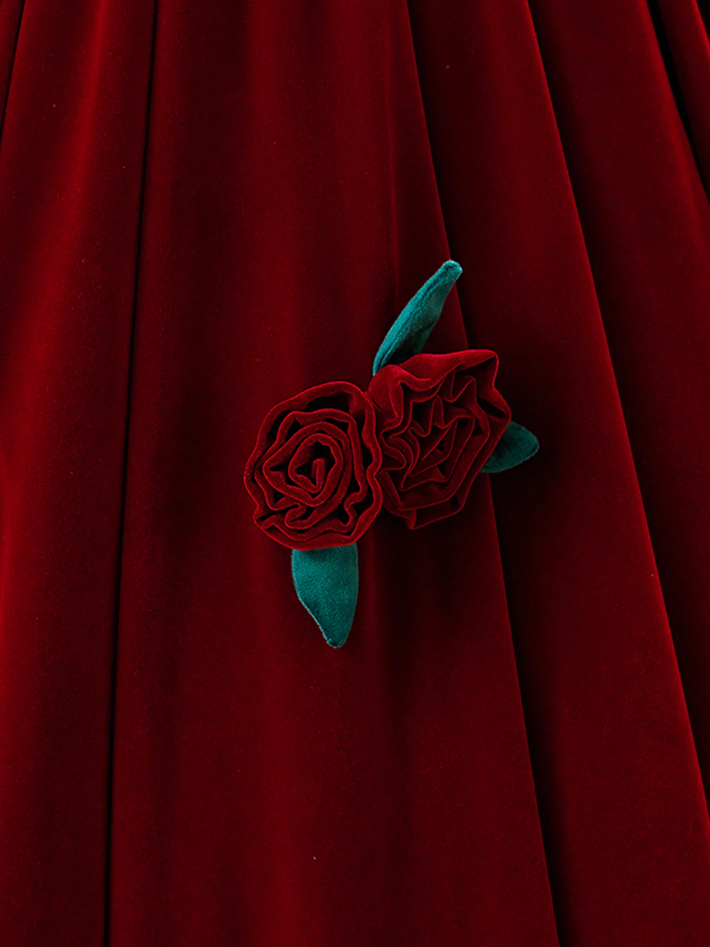 Wunderschönes burgunderrotes Quinceanera-Kleid aus Samt mit Rosenblüten Y7750