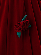 Wunderschönes burgunderrotes Quinceanera-Kleid aus Samt mit Rosenblüten Y7750