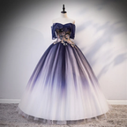 Vestido de tul con encaje floral y cuentas ombré, vestido de quinceañera, vestido de gala Y1935