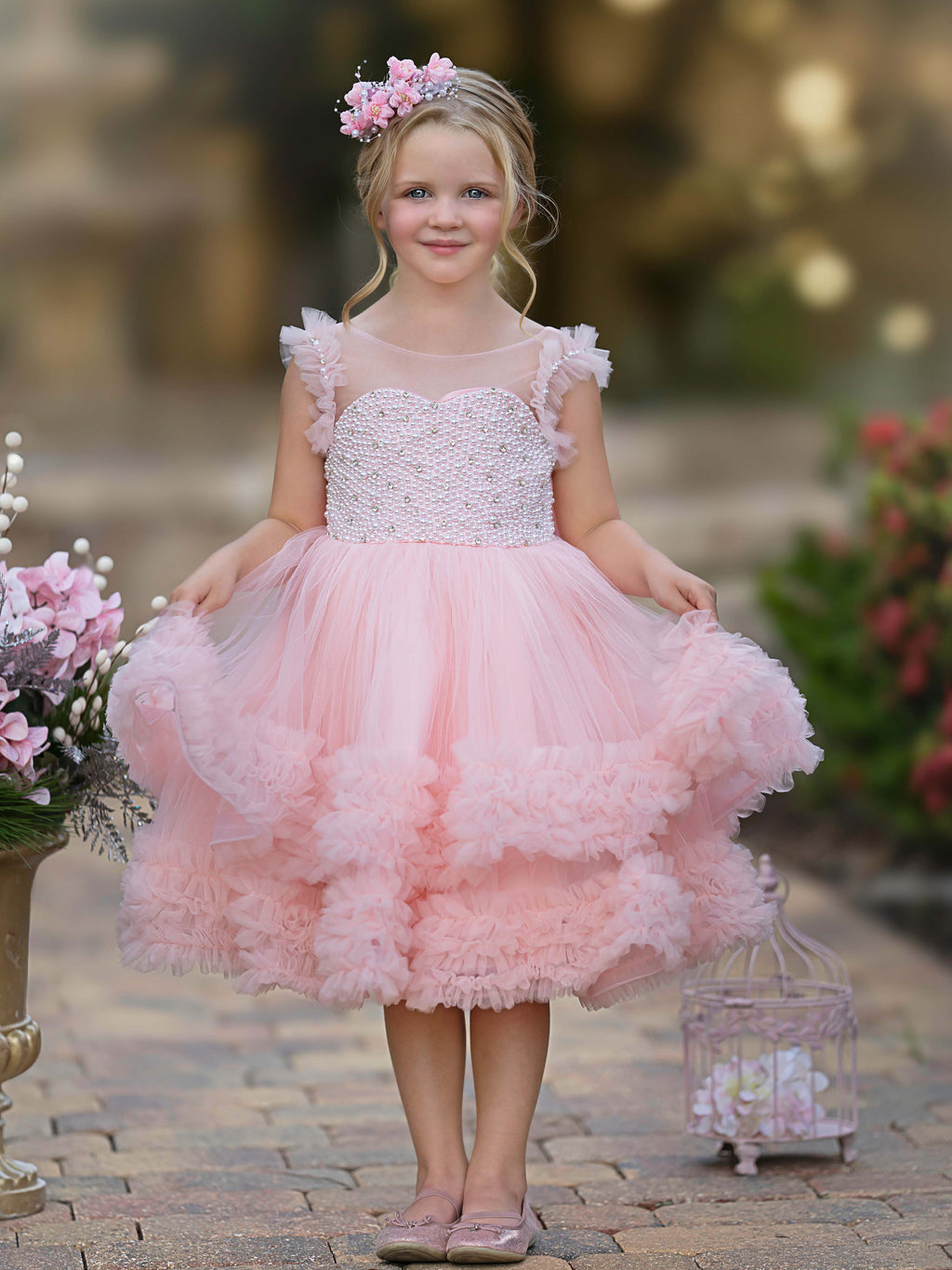 Duchesse-/Prinzessinnen-Tüll-Knielanges Baby-Mädchen-Kleid