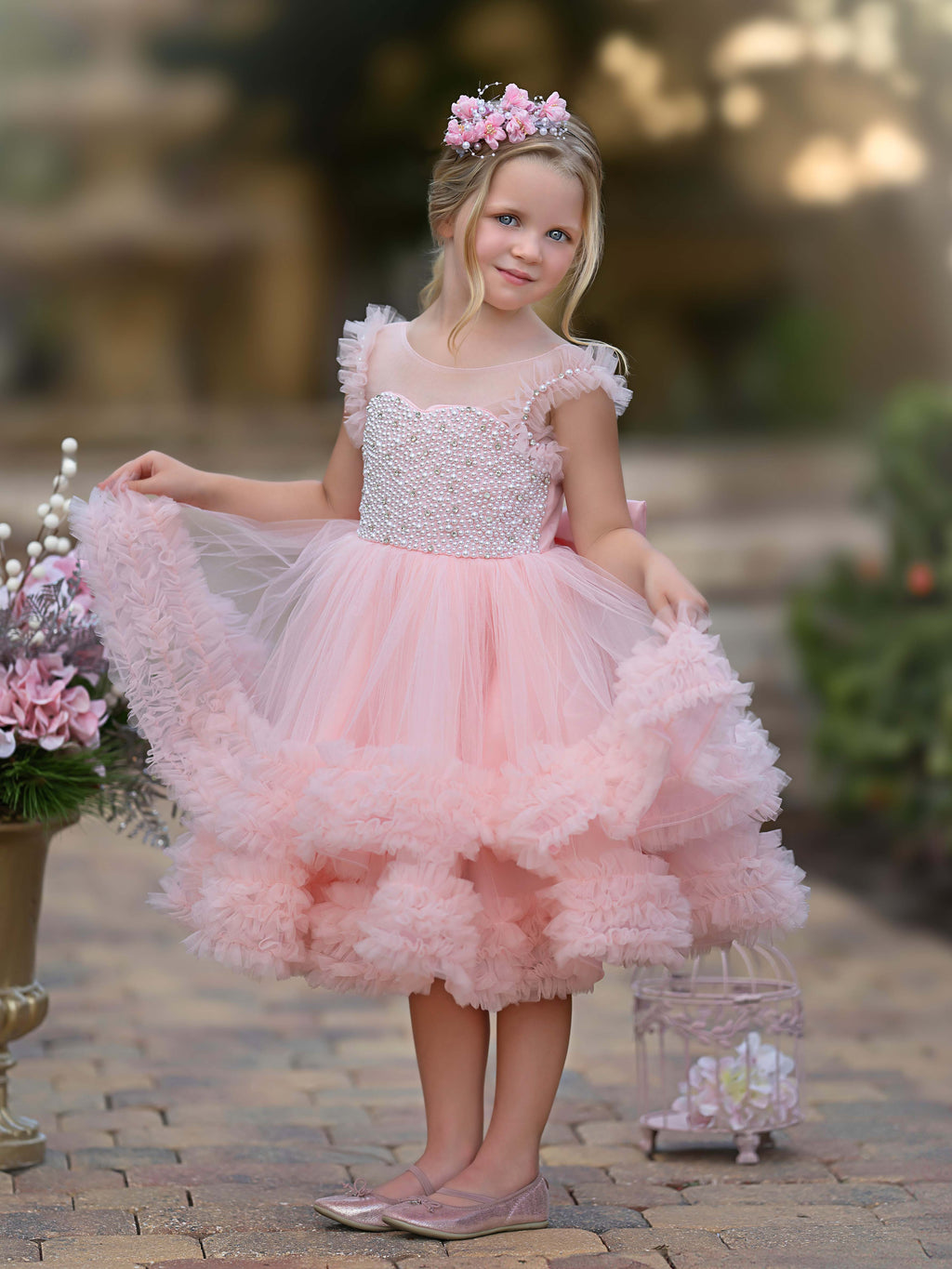 Duchesse-/Prinzessinnen-Tüll-Knielanges Baby-Mädchen-Kleid
