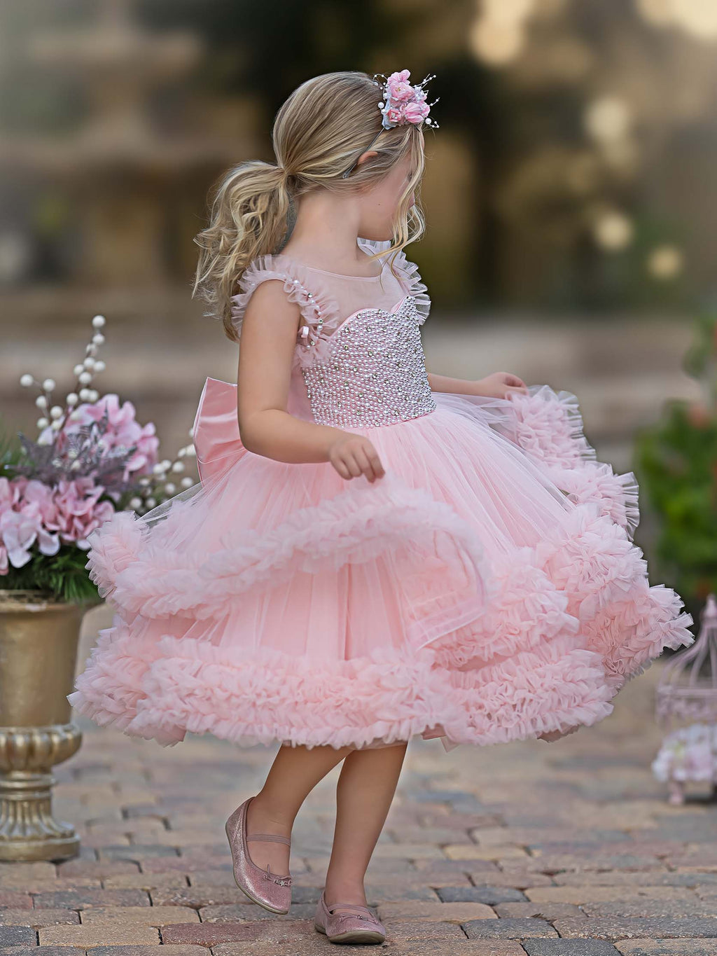 Duchesse-/Prinzessinnen-Tüll-Knielanges Baby-Mädchen-Kleid