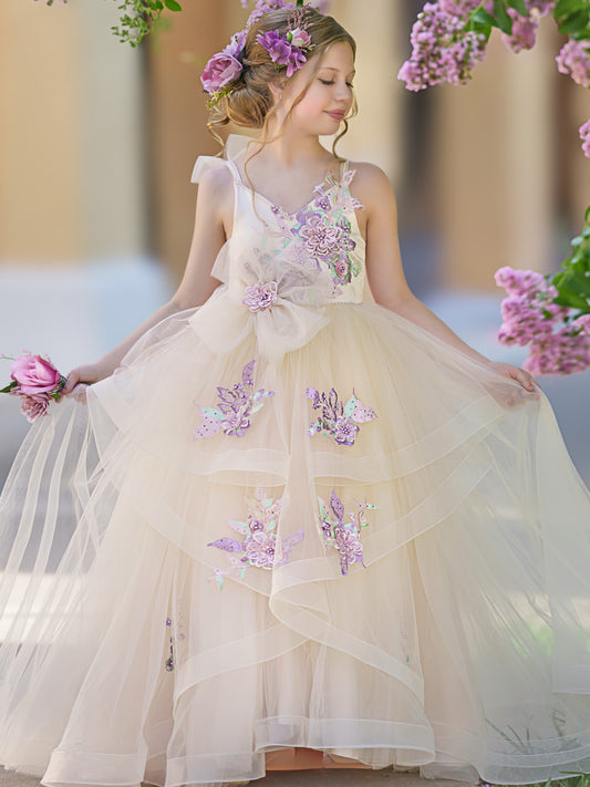 Duchesse-Linie/Princess-Linie Bodenlanges Satin-Tüllkleid 