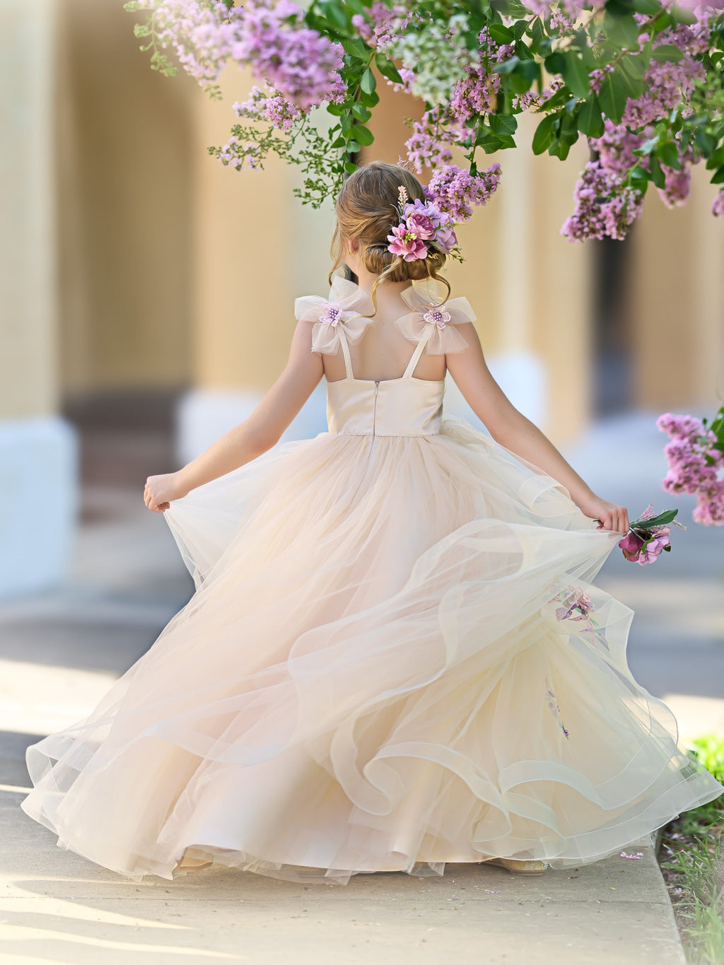 Duchesse-Linie/Princess-Linie Bodenlanges Satin-Tüllkleid 