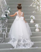 Dream Princess Sleeveless Detachable Train Flower Girl Dress