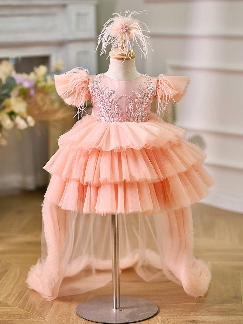 Ballkleid/Prinzessin Tüll Asymmetrisches Kleid für die 1. Geburtstagsfeier eines Babymädchens 