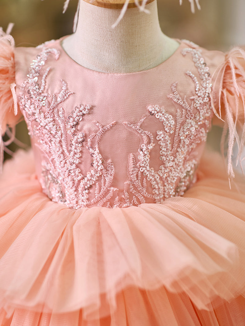 Ballkleid/Prinzessin Tüll Asymmetrisches Kleid für die 1. Geburtstagsfeier eines Babymädchens 
