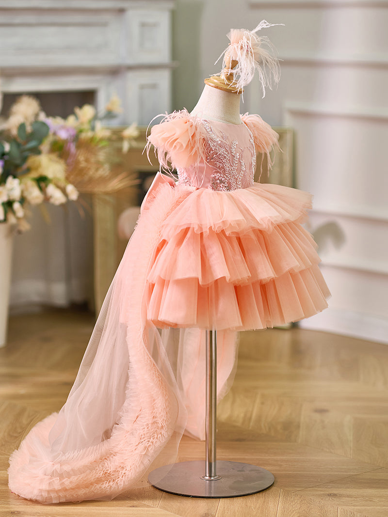 Ballkleid/Prinzessin Tüll Asymmetrisches Kleid für die 1. Geburtstagsfeier eines Babymädchens 