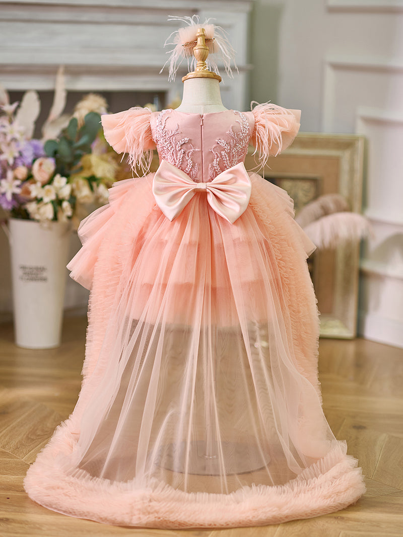 Ballkleid/Prinzessin Tüll Asymmetrisches Kleid für die 1. Geburtstagsfeier eines Babymädchens 