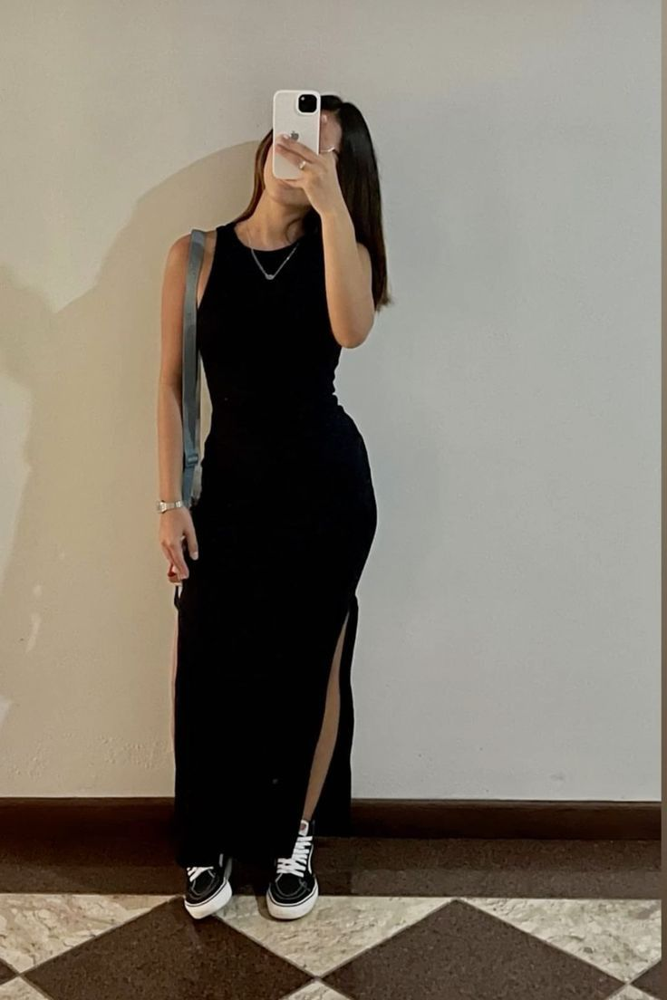 Vestido de noche negro sexy con abertura Y7160