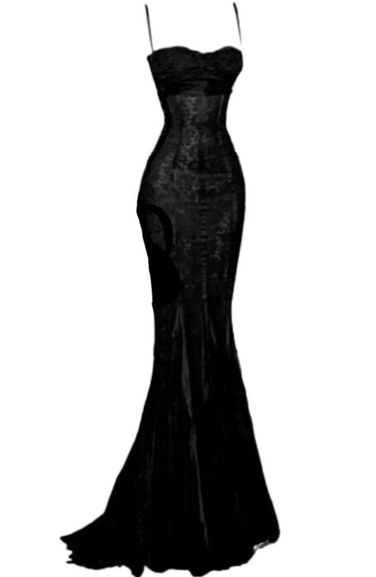 Vestido de noche de sirena con encaje negro sexy y elegante, vestido de fiesta Y7836