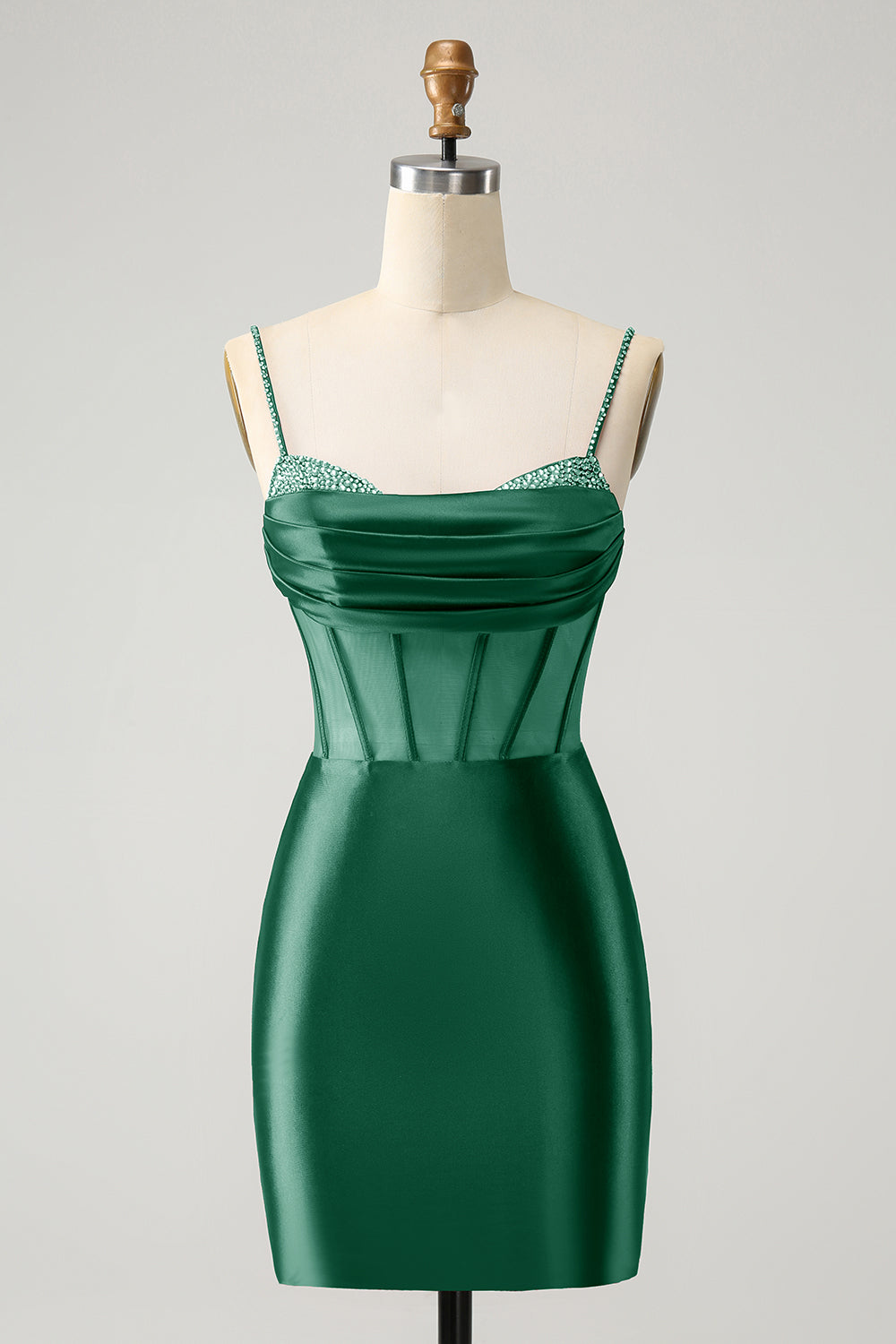 Schickes, fuchsiafarbenes, figurbetontes, plissiertes Korsett-Kurz-Homecoming-Kleid mit Perlen