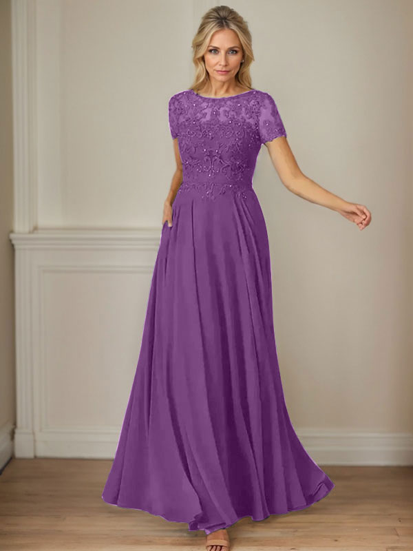 Vestido de gasa azul marino oscuro con escote barco, lentejuelas y corte en A