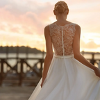 Deep V Neck Chiffon Beach Wedding Dress Elegant Illusion Back Lace Bridal Gowns White Evening Gowns Vestidos De Novia-payinti