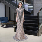 Vestidos de noche de lujo, sexys, con borlas y cuentas de Dubái, color plata, sin mangas, de alta gama, LA60811 