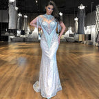 Vestidos de noche de lujo, sexys, con borlas y cuentas de Dubái, color plata, sin mangas, de alta gama, LA60811 