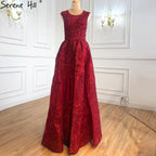 Vestido de noche azul de Dubái, corte A, lujoso, con cuentas, escote redondo y cristales, sexy, formal, largo, LA70552 