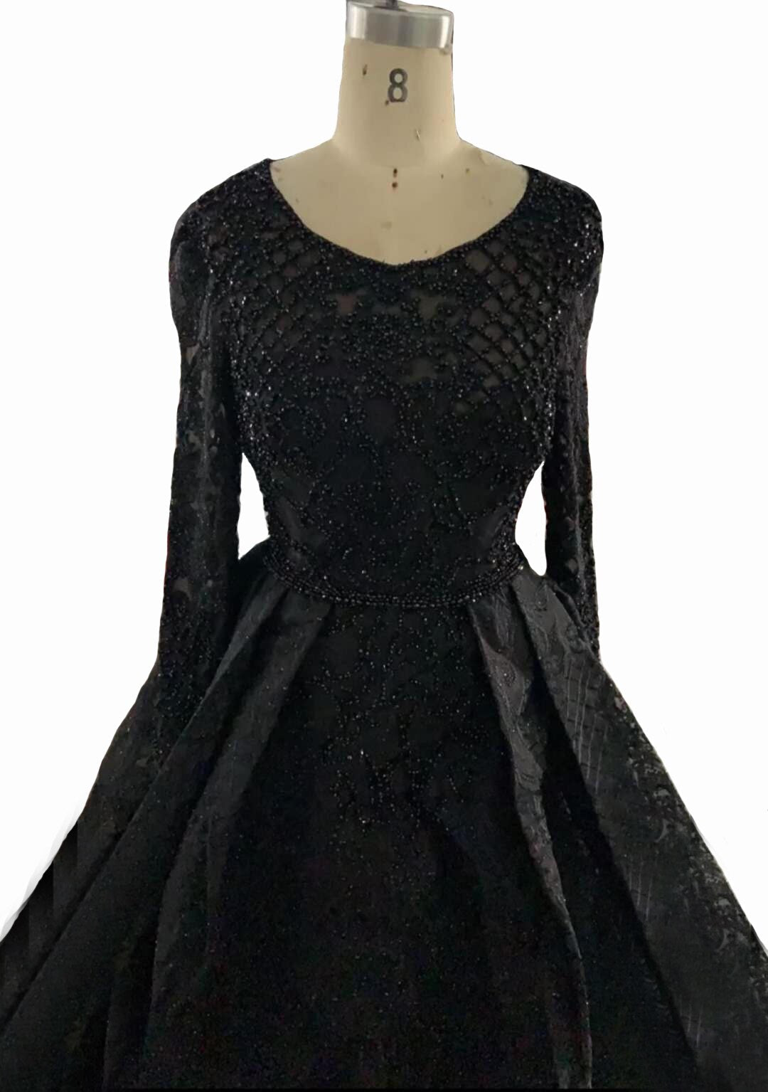 Vestidos de noche de lujo con encaje musulmán azul de Dubái y cuentas, 2025, vestidos de noche largos de talla grande, vestidos de noche LA60899 para mujer 
