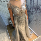 Vestidos de noche de manga corta con cristales de Dubái, diseño 2025, vestido formal sexy de sirena de lujo LA60960 